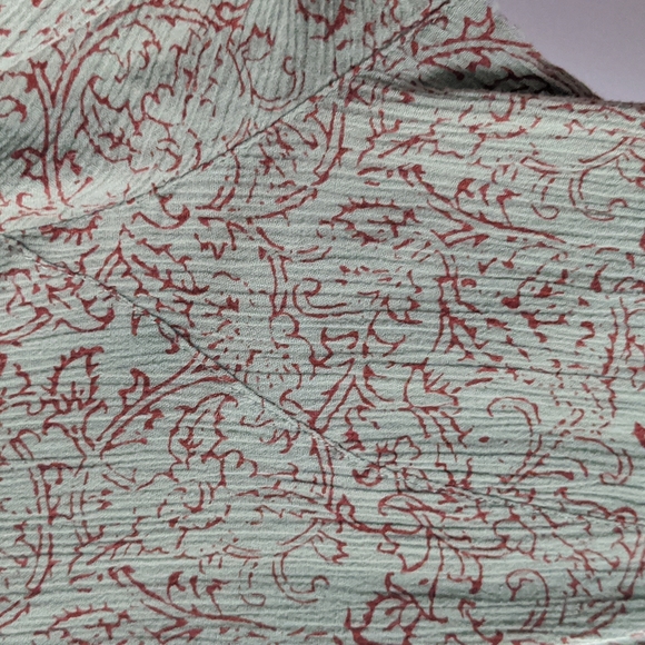 Orvis blouse, stretchy, green & burgundy Medium - Picture 5 of 6